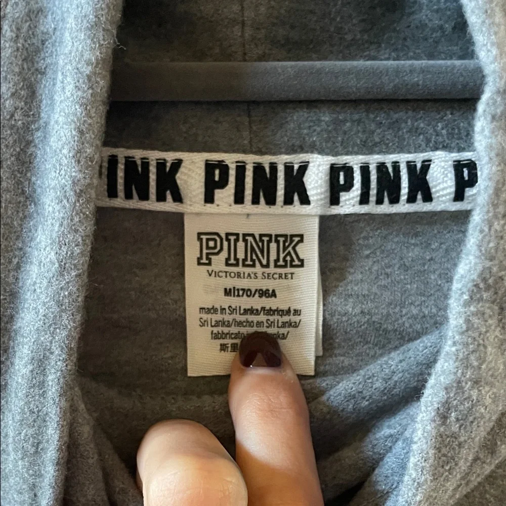 PINK Victoria's Secret Gray Hoodie with Black and Yellow Accents - Picture 3 of 4